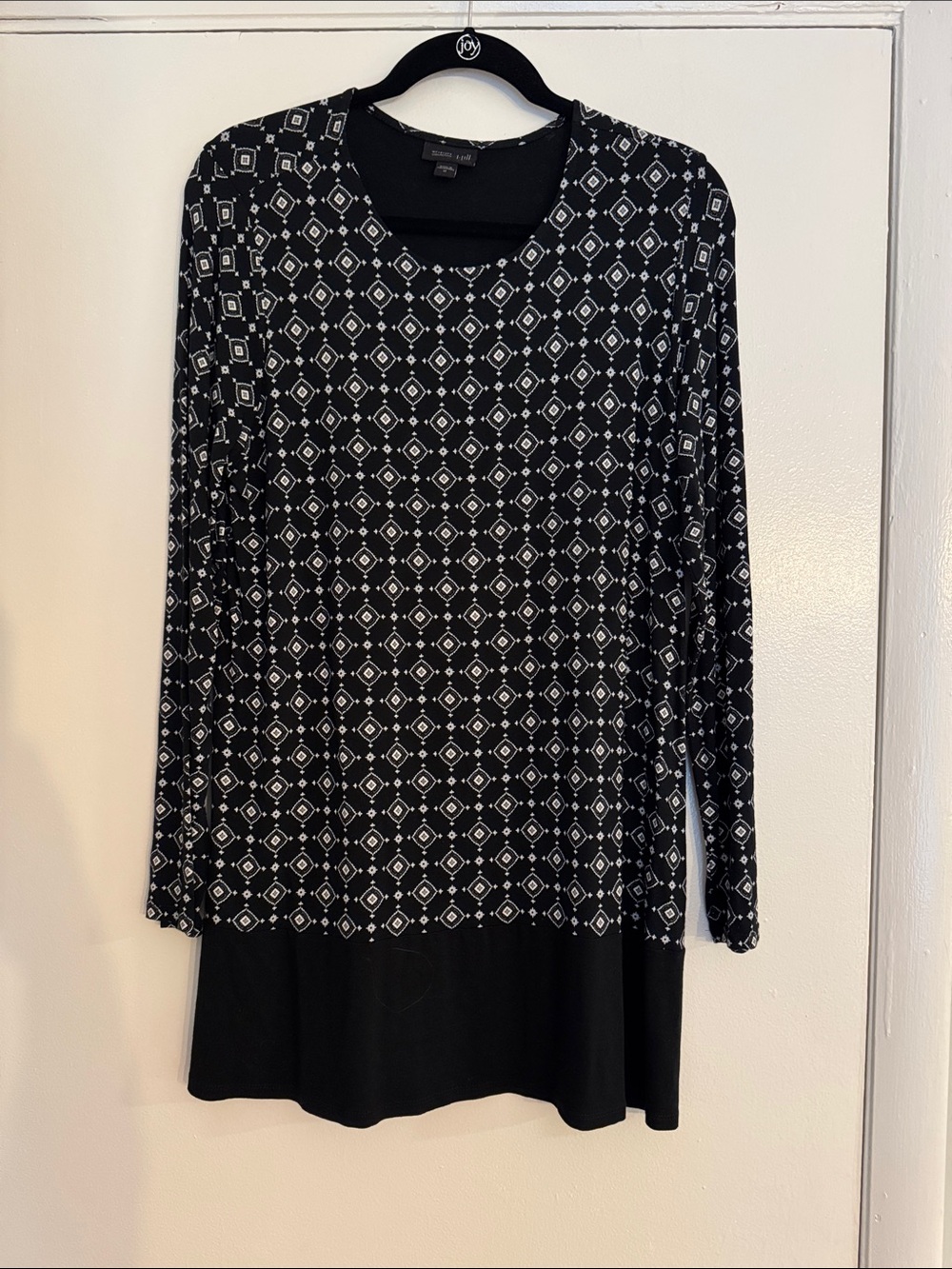 J. Jill Wearever Collection Black & White Geometric Tunic with Layered Hem